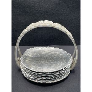 Vintage 1940-60 Continental Silver Co Brilliantone 1001 Set 7 Coasters and Caddy